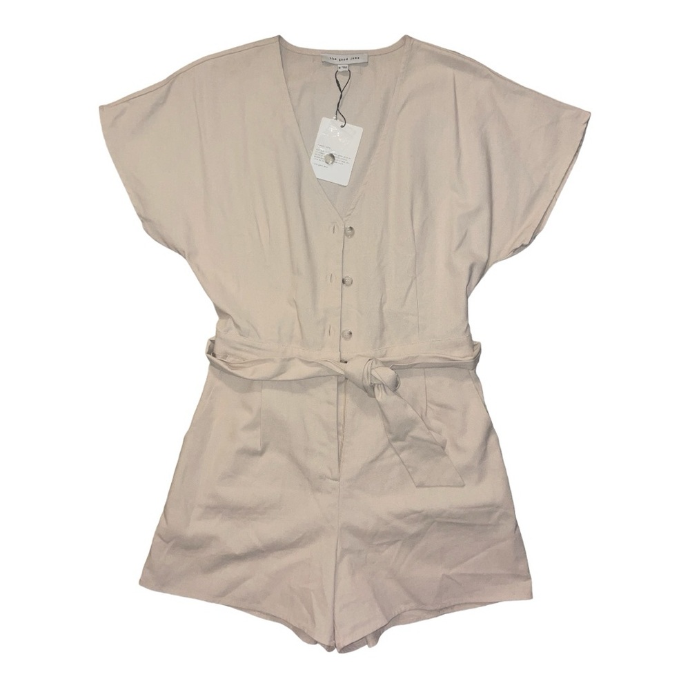 The Good Jane Voyager Taylor Romper Size M NWT Cotton Linen Blend Sand